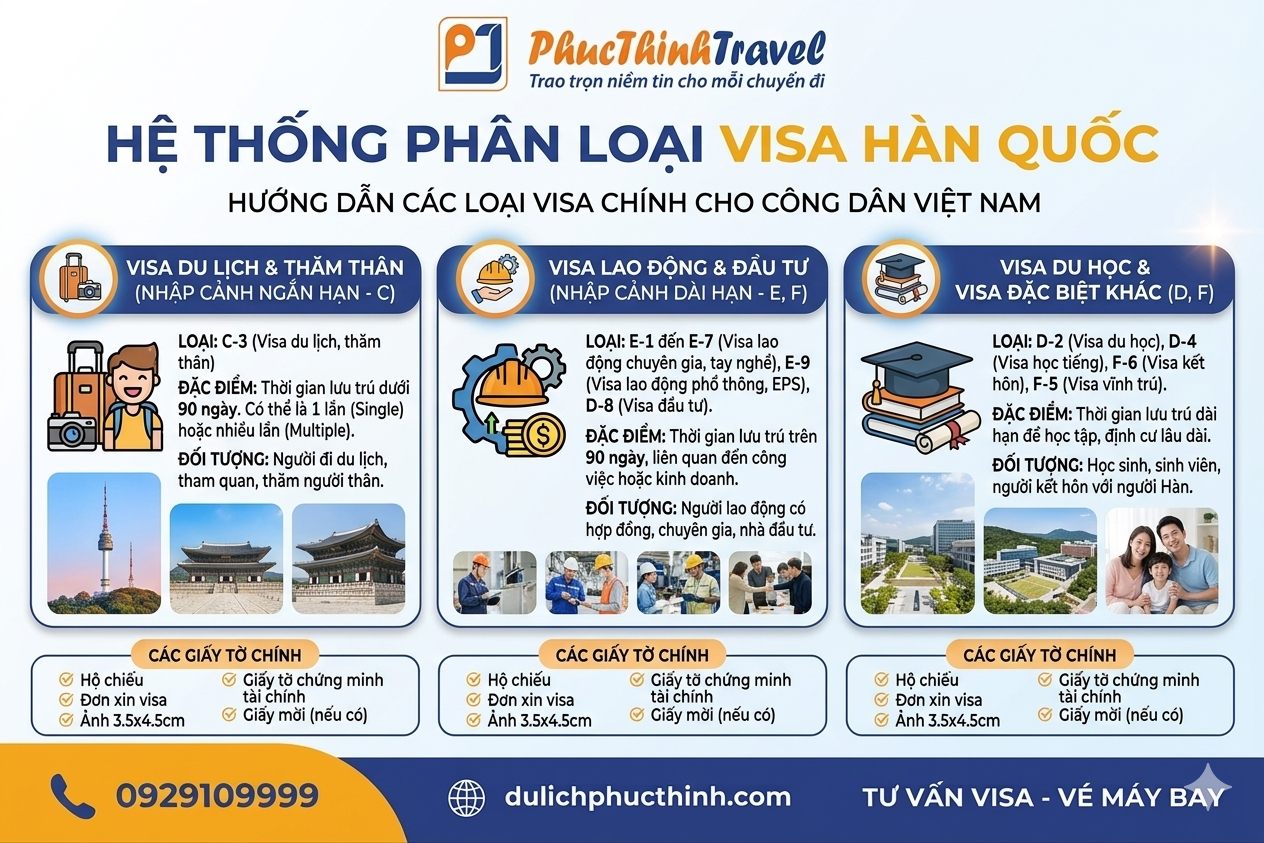 Hệ thống ph&acirc;n loại visa H&agrave;n Quốc